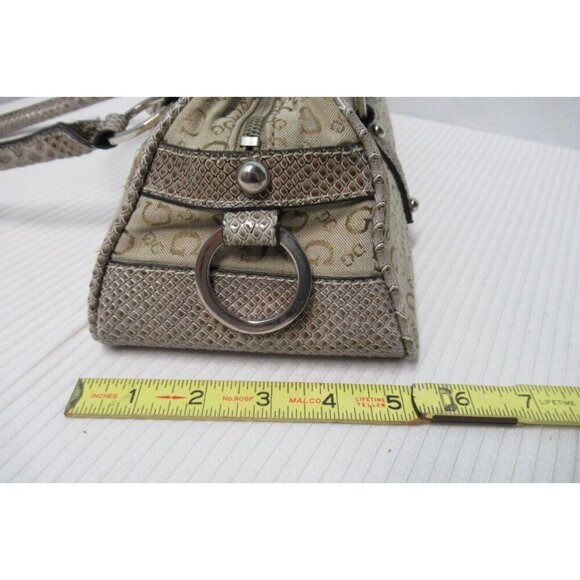 Guess Y2K Style Python Canvas Tan Signature Monogram Logo Purse Shoulder Bag - Picture 5 of 10